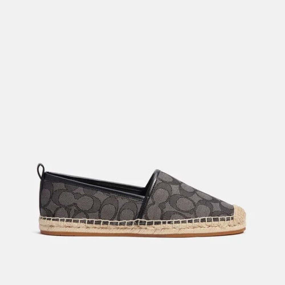 Coach Codi Espadrille Shoes In Signature Jacquard Black 11 - Picture 2 of 4